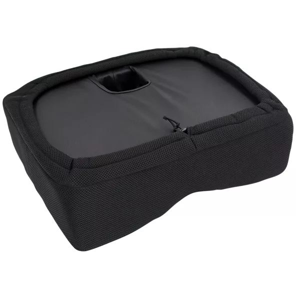 Repose-jambes RJ952 noir avec encoche centrale et revêtement en tissu respirant